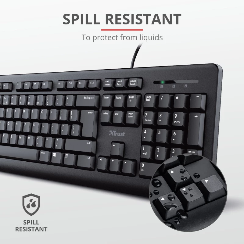 Trust Primo klaviatūra su pele, universali, USB, AZERTY, belgiška, juoda