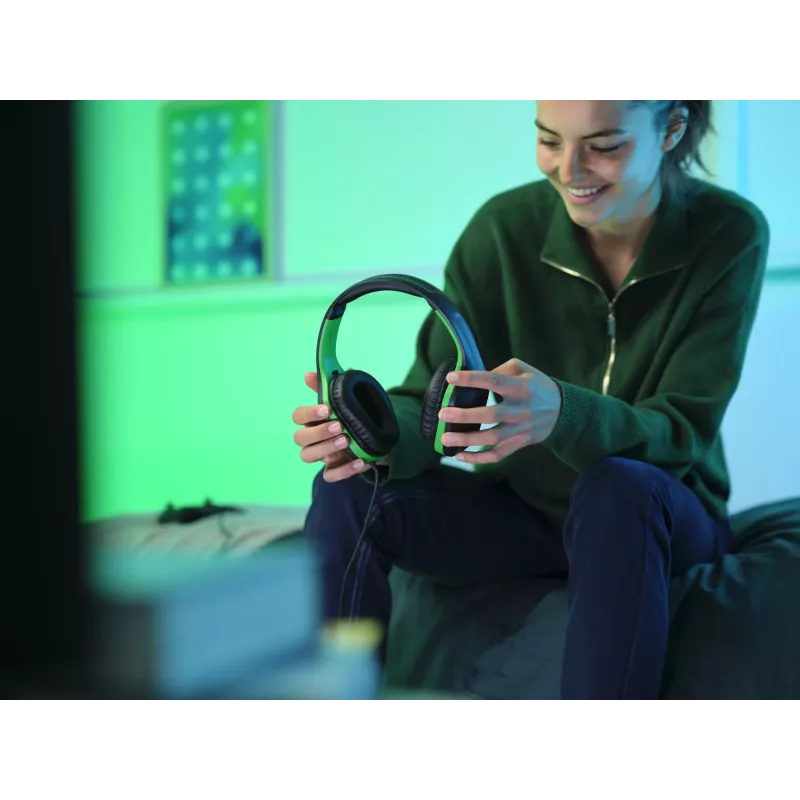 Trust GXT 415X ZIROX ausinės laidinės juostos tipo žaidimams juodos, žalios