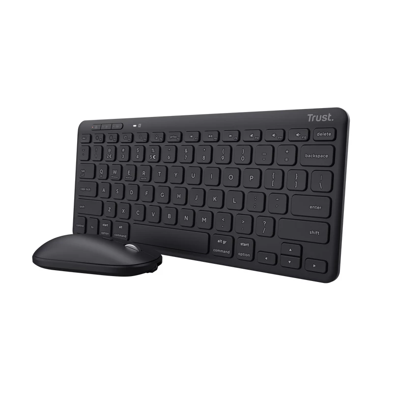Trust Lyra klaviatūra Pelė į komplektą Biuro RF Wireless + Bluetooth AZERTY Belgų Juoda