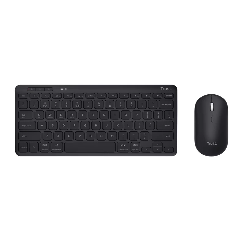 Trust Lyra klaviatūra Pelė į komplektą Biuro RF Wireless + Bluetooth AZERTY Belgų Juoda