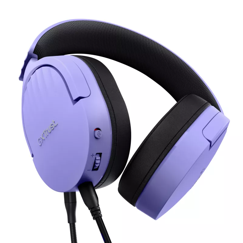 Trust GXT 489P FAYZO ausinės su laidu ant galvos žaidimams juodos, violetinės