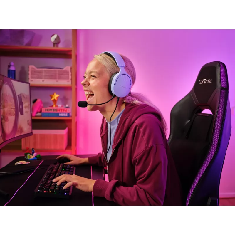 Trust GXT 489P FAYZO ausinės su laidu ant galvos žaidimams juodos, violetinės