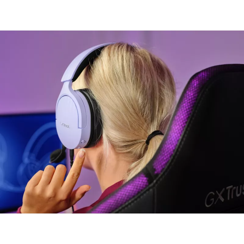 Trust GXT 489P FAYZO ausinės su laidu ant galvos žaidimams juodos, violetinės