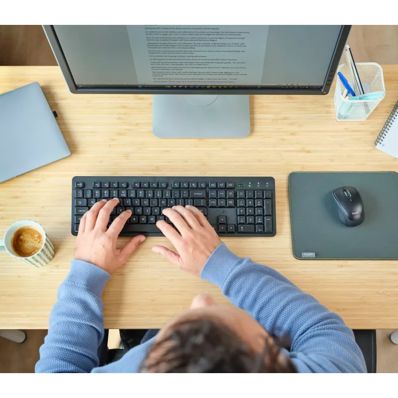 Trust Ody II klaviatūra Pelė komplekte Biuro RF Belaidė AZERTY Belgų Juoda