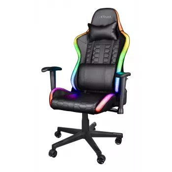 Universali žaidimų kėdė TRUST GXT 716 Rizza — minkšta sėdynė, maks. apkrova 150 kg, USB, išorinė baterija, 680×530 mm, aukštis nuo 134 cm, juoda