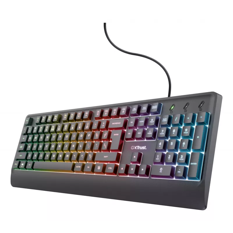 Trust GXT 792 Quadrox klaviatūra su pele Žaidimų USB QWERTY belgiška juoda