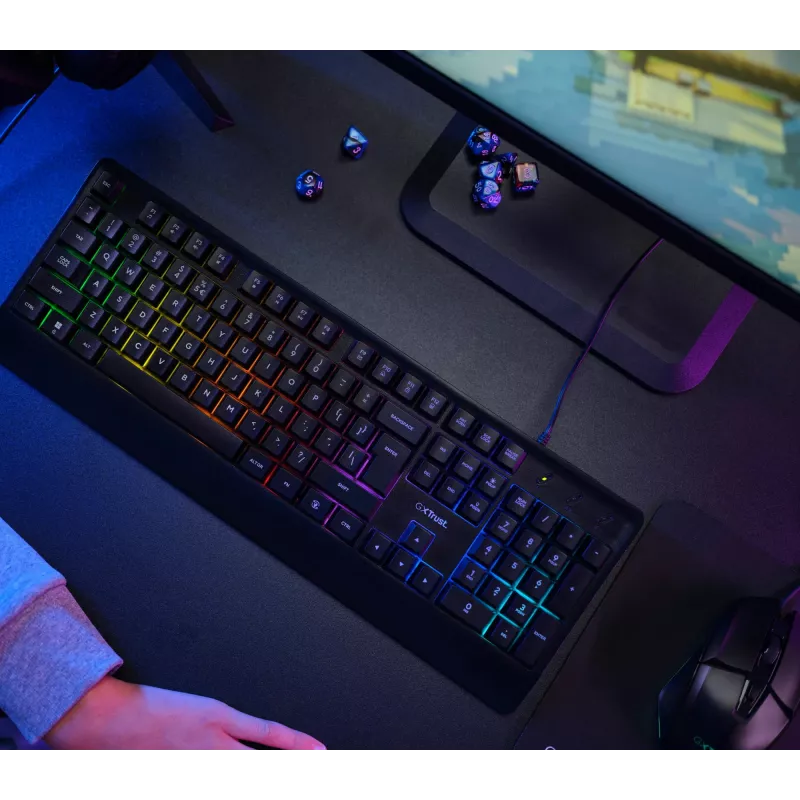 Trust GXT 792 Quadrox klaviatūra su pele Žaidimų USB QWERTY belgiška juoda