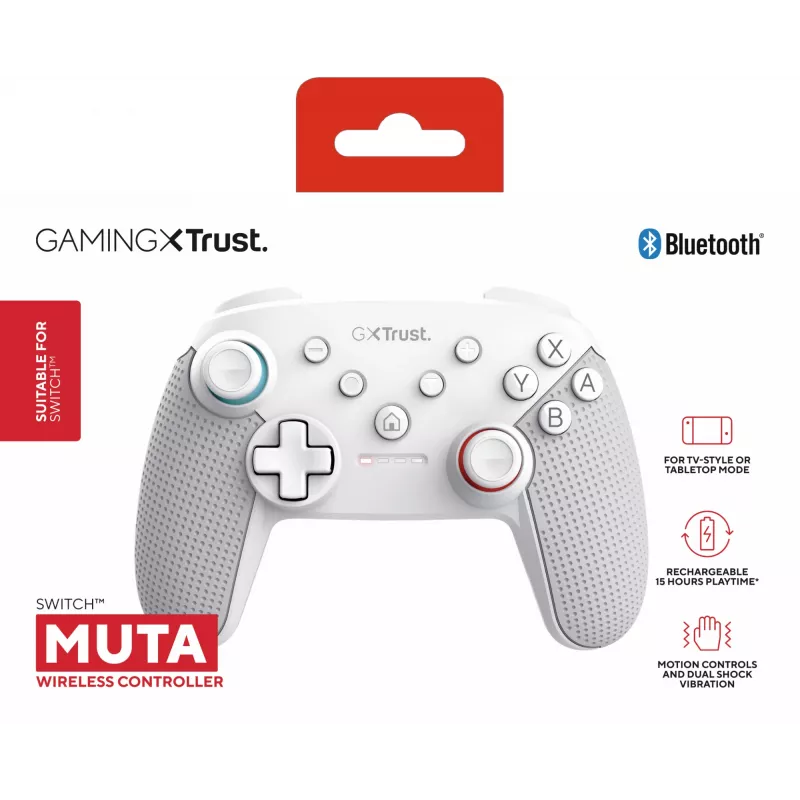 Trust GXT 1246W MUTA White Bluetooth žaidimų pultas, skirtas Nintendo Switch, Nintendo Switch Lite