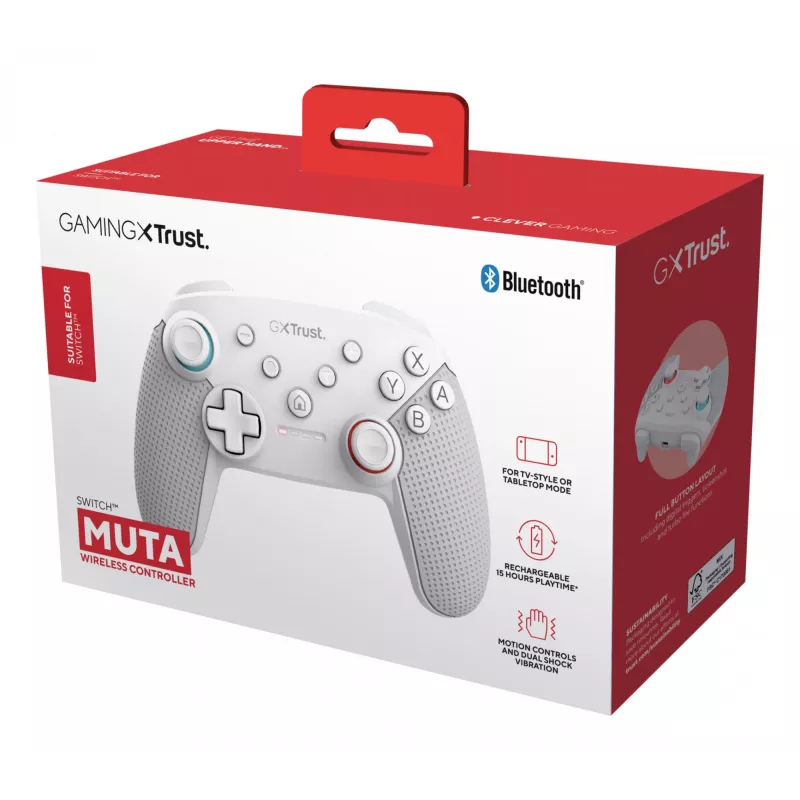 Trust GXT 1246W MUTA White Bluetooth žaidimų pultas, skirtas Nintendo Switch, Nintendo Switch Lite