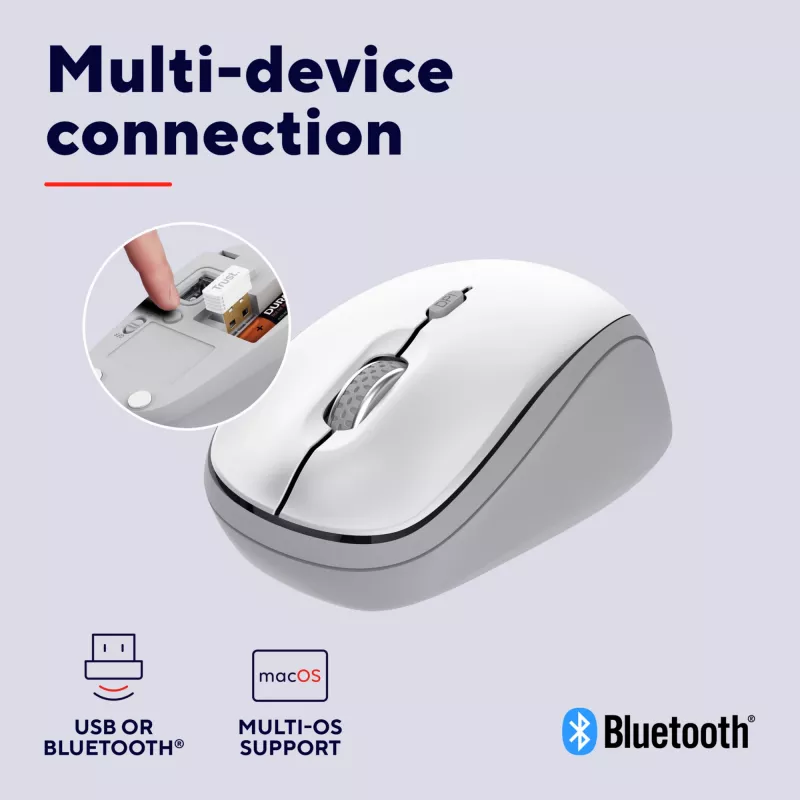 Trust Yvi+ pelė universali abiem rankoms tinkama RF belaidė + Bluetooth optinė 1600 DPI