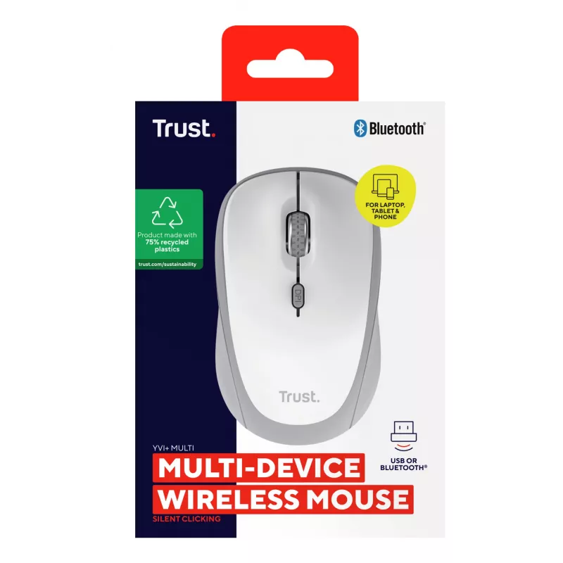 Trust Yvi+ pelė universali abiem rankoms tinkama RF belaidė + Bluetooth optinė 1600 DPI
