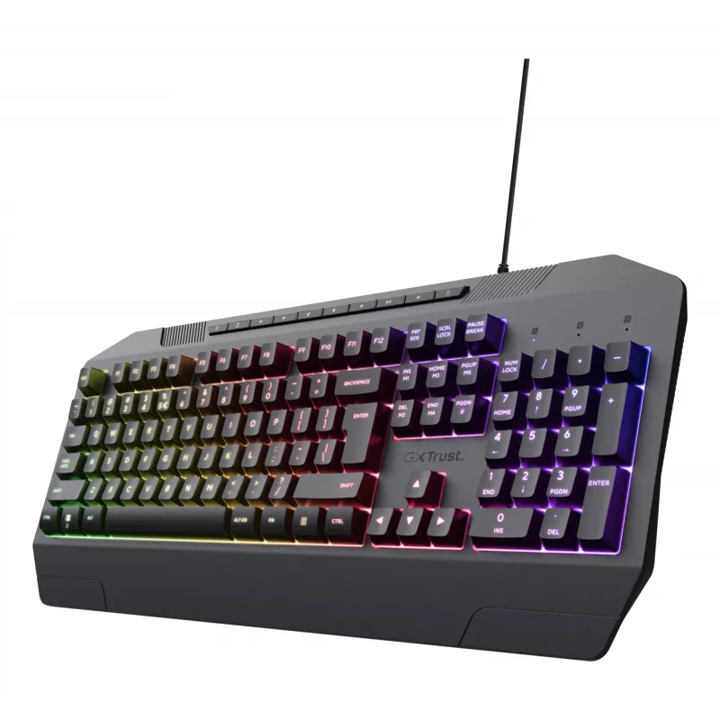 Trust GXT 836 Evocx klaviatūra, skirta žaidimams, USB, AZERTY, belgiška, juoda