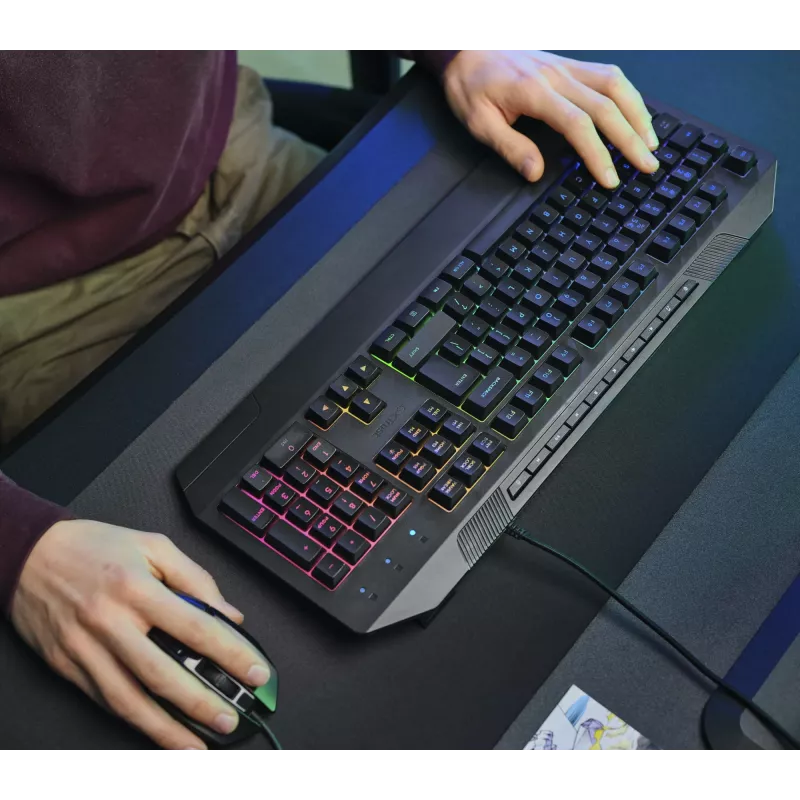 Trust GXT 836 Evocx klaviatūra, skirta žaidimams, USB, AZERTY, belgiška, juoda