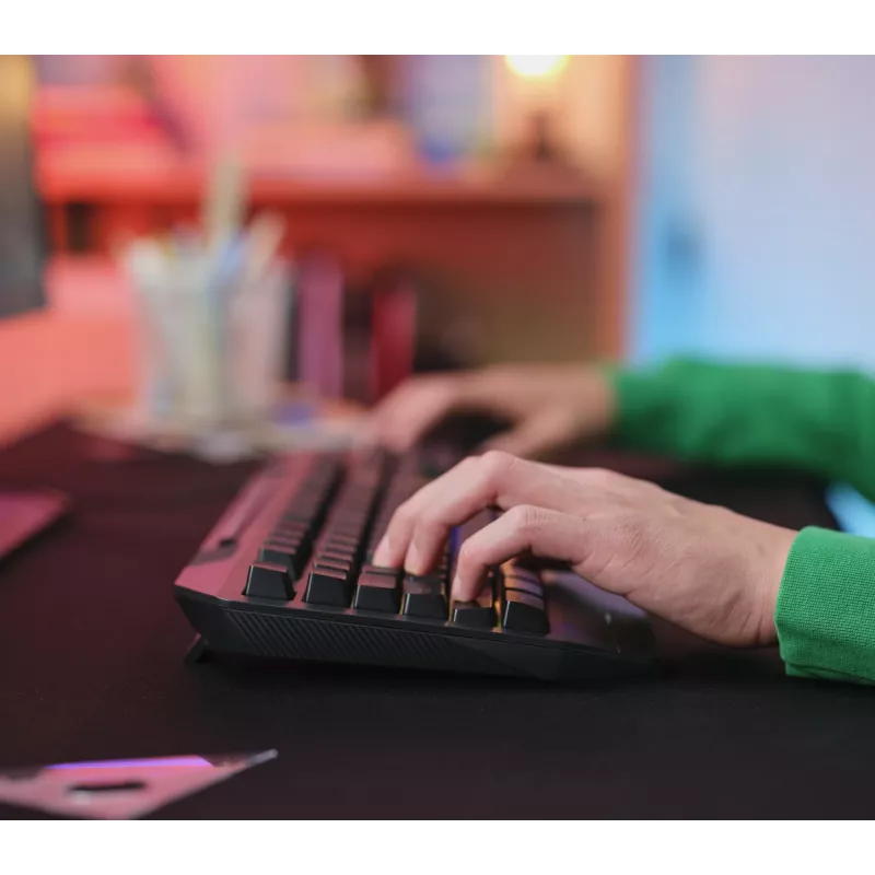 Trust GXT 836 Evocx klaviatūra, skirta žaidimams, USB, AZERTY, belgiška, juoda