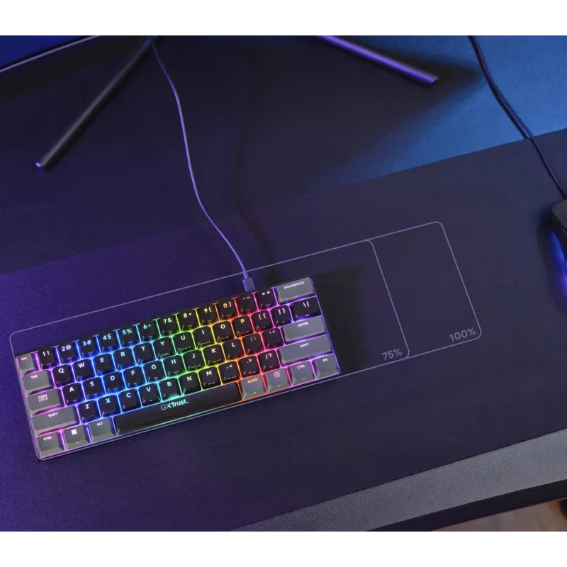 Trust GXT 867 Acira klaviatūra Žaidimų USB AZERTY belgų Juoda, Pilka