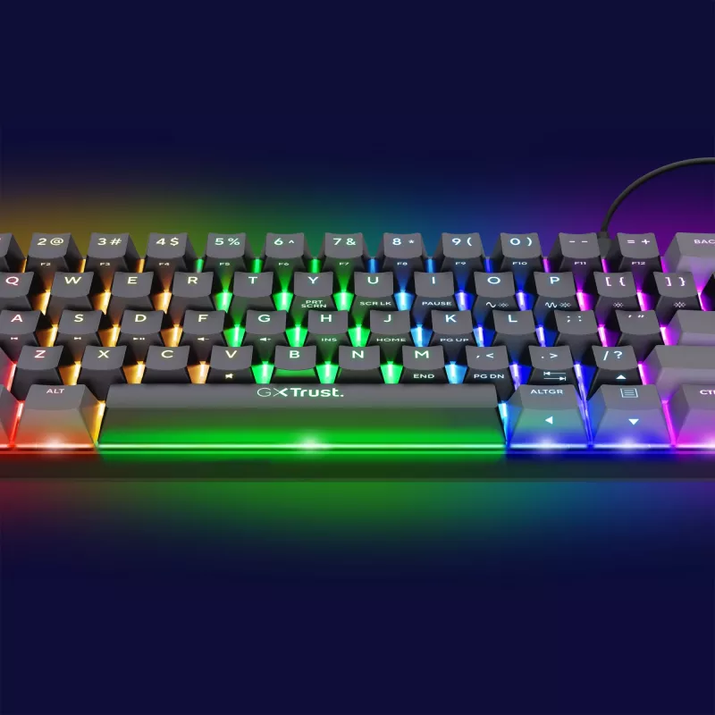 Trust GXT 867 Acira klaviatūra Žaidimų USB AZERTY belgų Juoda, Pilka