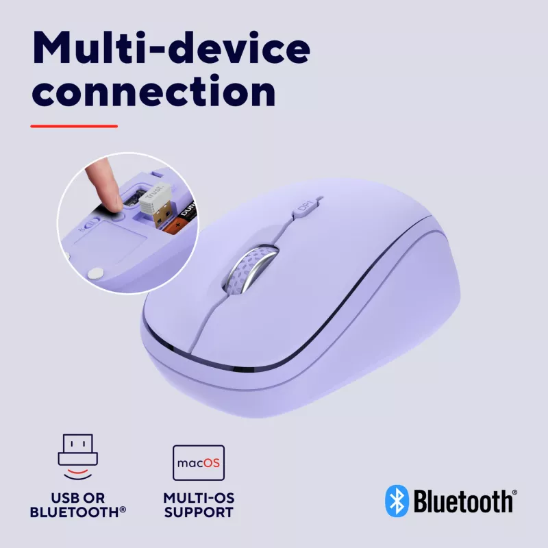 Trust Yvi+ pelė Universali Abiem rankoms tinkama RF belaidė + Bluetooth Optinė 1600 DPI