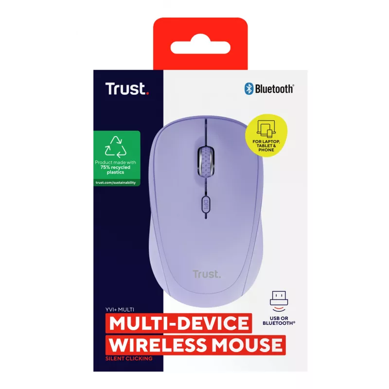 Trust Yvi+ pelė Universali Abiem rankoms tinkama RF belaidė + Bluetooth Optinė 1600 DPI