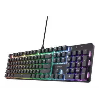 Trust GXT 871 Zora klaviatūra, skirta žaidimams, USB, AZERTY, belgiška, juoda