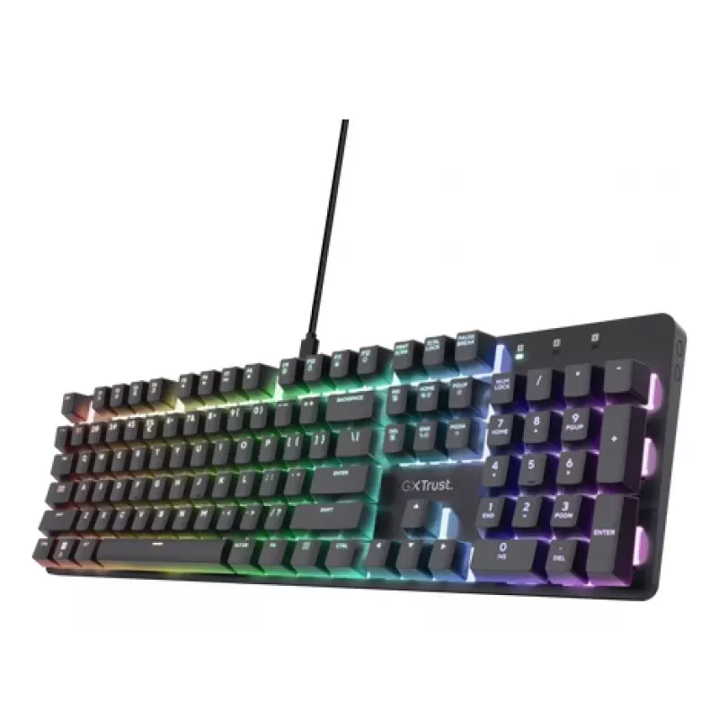 Trust GXT 871 Zora klaviatūra, skirta žaidimams, USB, AZERTY, belgiška, juoda