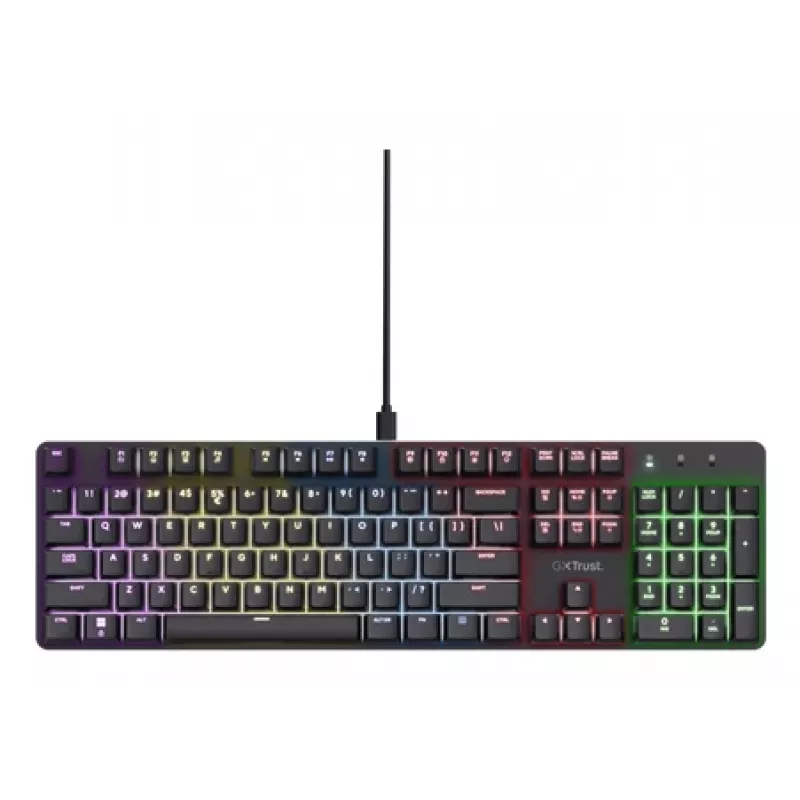 Trust GXT 871 Zora klaviatūra, skirta žaidimams, USB, AZERTY, belgiška, juoda