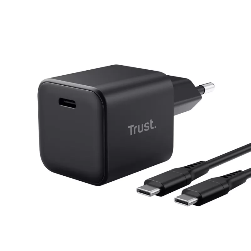 Įkroviklis TRUST Maxo Ultra-small 65W GaN USB-C juodas su 2 m laidu