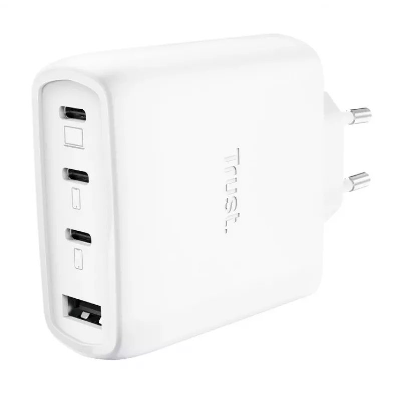 TRUST Maxo 65W vidaus kintamosios srovės greitasis įkroviklis, 3x USB-C, maks. 20V, 2 m laidas, baltas