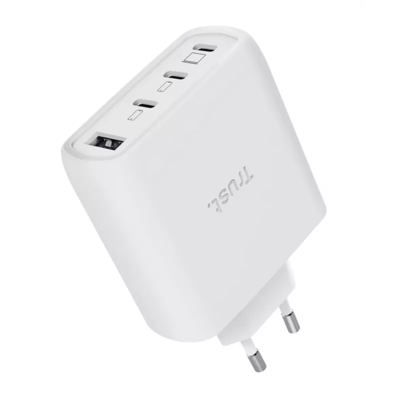 TRUST Maxo 65W vidaus kintamosios srovės greitasis įkroviklis, 3x USB-C, maks. 20V, 2 m laidas, baltas