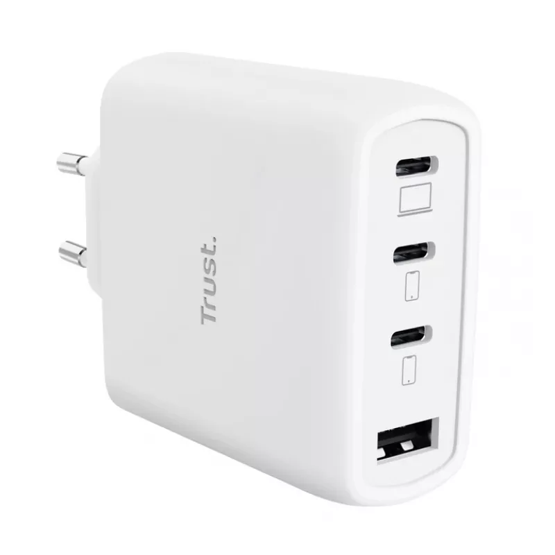 TRUST Maxo 65W vidaus kintamosios srovės greitasis įkroviklis, 3x USB-C, maks. 20V, 2 m laidas, baltas