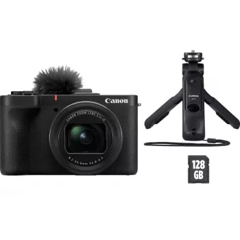 Kompaktiškas fotoaparatas Canon PowerShot V1 Premium Vlogger Kit – 22,3 MP, 1/4 colio CMOS, 4K UHD, 3,1x optinis priartinimas, 3 colių jutiklinis ekranas, juodas