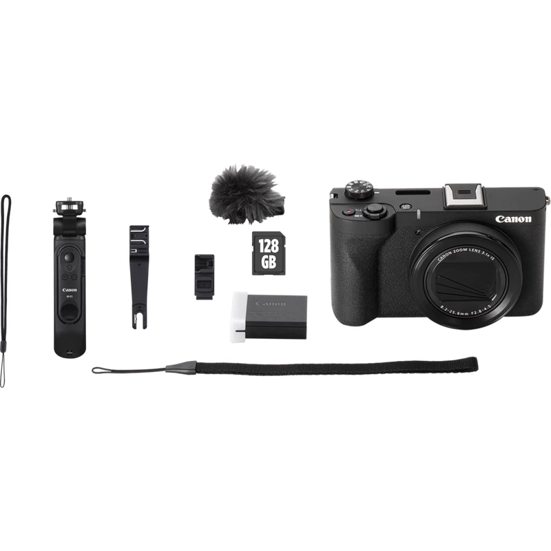 Kompaktiškas fotoaparatas Canon PowerShot V1 Premium Vlogger Kit – 22,3 MP, 1/4 colio CMOS, 4K UHD, 3,1x optinis priartinimas, 3 colių jutiklinis ekranas, juodas