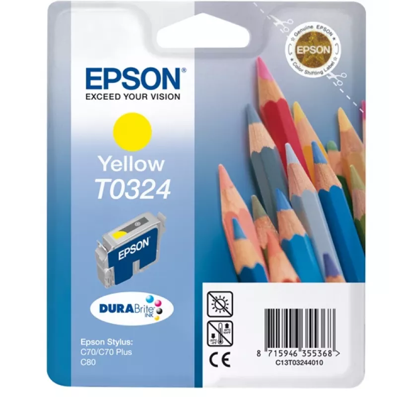 Epson Pencils Singlepack Geltona T0324 DURABrite rašalas, geltonas, pigmentinis rašalas, 1 vnt.