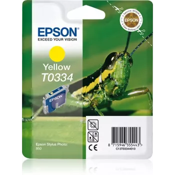 Epson Grasshopper Vienetinis Pakuotė Geltona T0334, Geltona, Pigmentinis rašalas, 17 ml, 1 vnt.