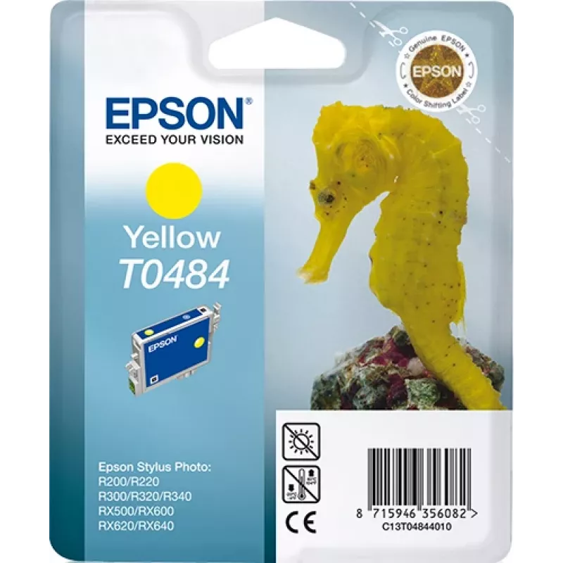 Epson Seahorse Singlepack Geltona T0484, geltona, pigmentinis rašalas, 1 vnt.