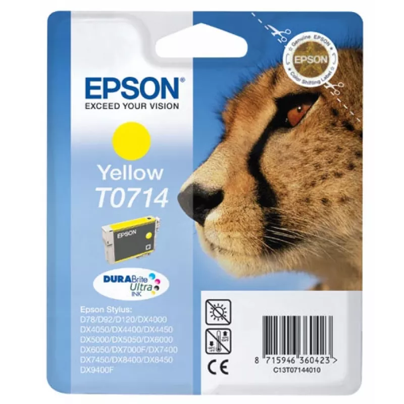 “Epson Cheetah” vienetinis geltonas T0714 DURABrite Ultra rašalas