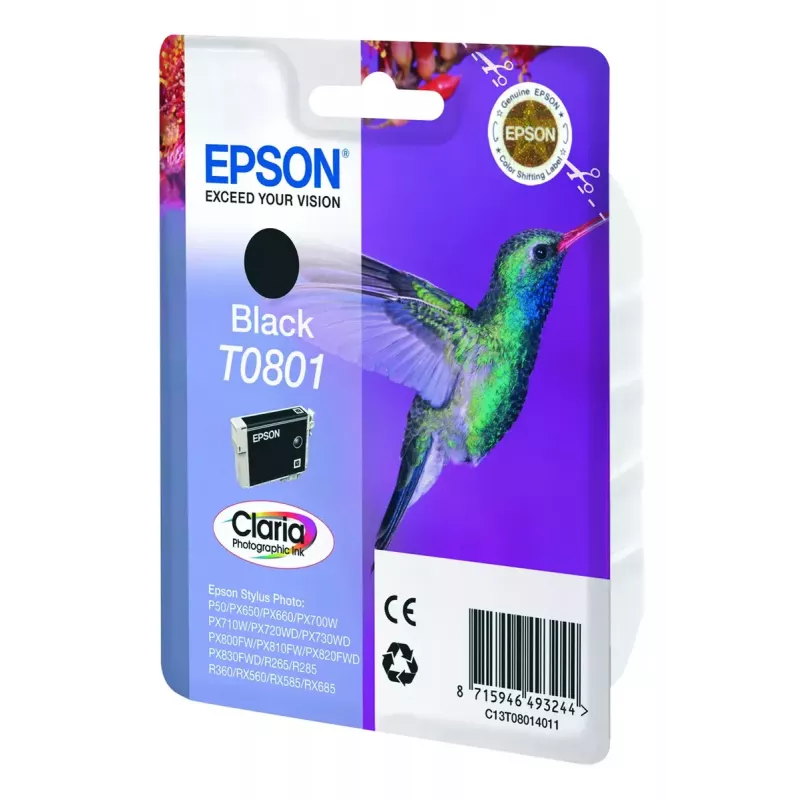 Epson Hummingbird Singlepack Juoda T0801 Claria Photographic Ink