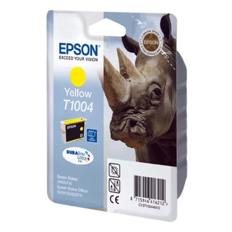Epson Rhino vienos pakuotės geltonas T1004 DURABrite Ultra rašalas, geltonas, pigmentinis rašalas, 1 vnt.
