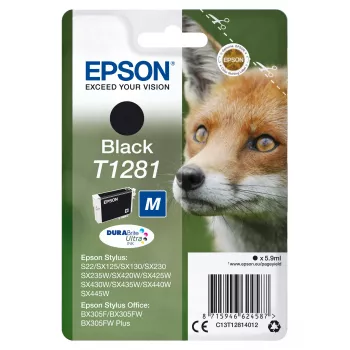 Epson T1281 Fox viengubos pakuotės rašalo kasetė, juoda