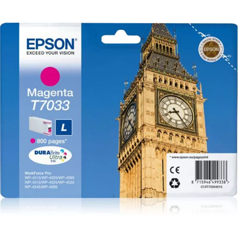 Epson Big Ben rašalo kasetė L Magenta 0.8k, Magenta, pigmentinis rašalas, 1 vnt.