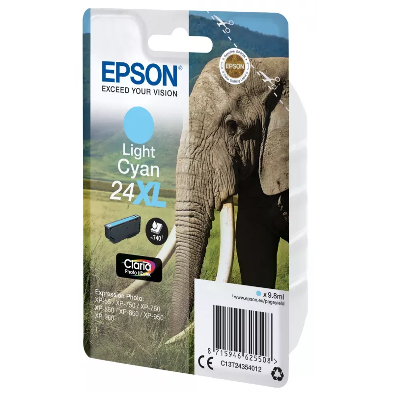 Epson Elephant Singlepack Light Žydra 24XL Claria Photo HD rašalas