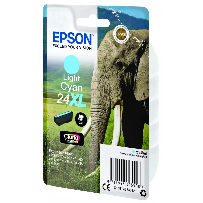 Epson Elephant Singlepack Light Žydra 24XL Claria Photo HD rašalas