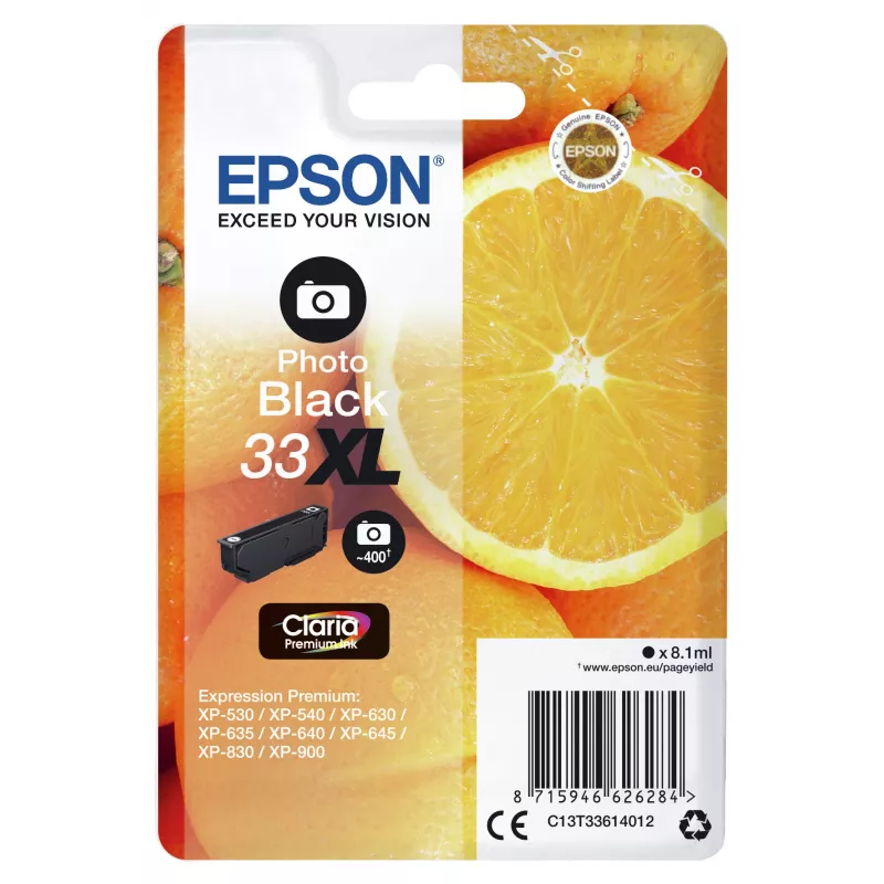 Epson Oranžinės Singlepack Photo Juoda 33XL Claria Premium Ink