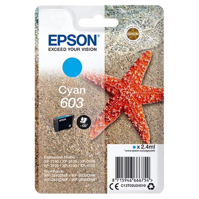 Epson C13T03U24020 rašalo kasetė 1 vnt. Originalius standartinės talpos žydra