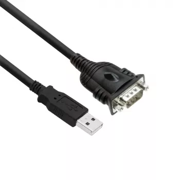 ACT 0,6 metro USB prie nuosekliosios sąsajos adapteris, juodas, 0,6 m, USB Type-A, DB-9, vyriškas, vyriškas