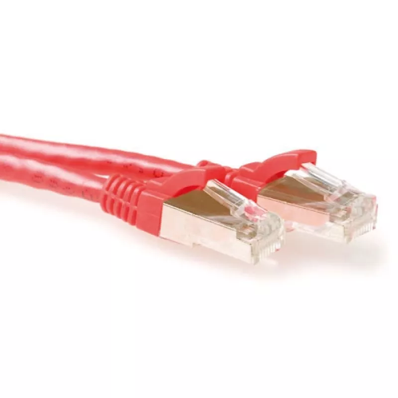 ACT raudonas 5 metrų LSZH SFTP CAT6A komutacinis kabelis be užkabinimo su RJ45 jungtimis