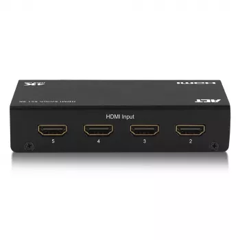 ACT 5x 1 HDMI jungiklis, 3D ir 4K palaikymas, HDMI, Juoda, 60 Hz, 2160p, Maitinimas, 203 mm