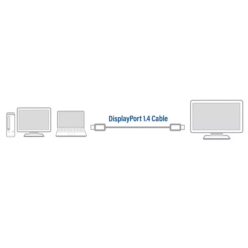 ACT DisplayPort 1.4 kabelis 8K, 1 m, 1 m, DisplayPort, DisplayPort, Kištukas, Kištukas, Juoda