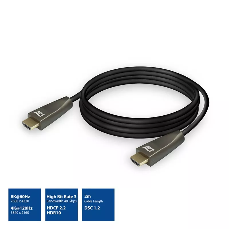 ACT 2 metrų HDMI 8K Ultra High Speed kabelis v2.1 HDMI-A kištukas - HDMI-A kištukas