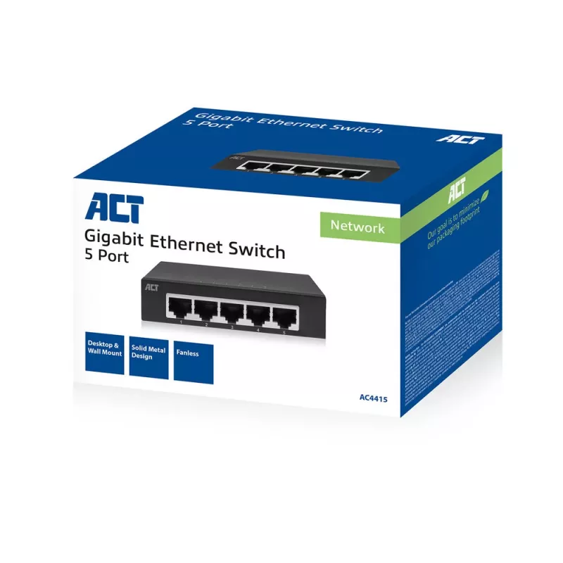 Nevaldomas komutatorius ACT AC4415 Gigabit Ethernet 5 prievadai 10 Gbit/s