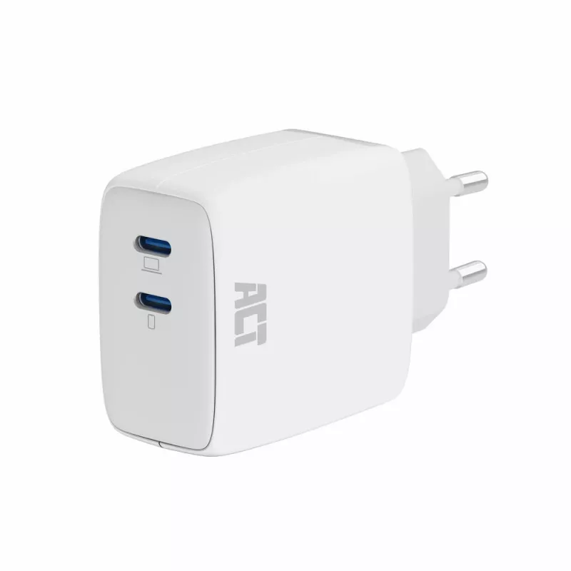 ACT USB-C įkroviklis 65W 2 prievadų su Power Delivery PPS ir GaNFast